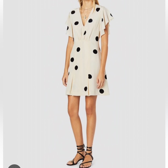 Derek Lam 10 Crosby Polka Dot Silk Blend Short Sleeve V-Neck Mini Dress size 6 - Picture 1 of 16